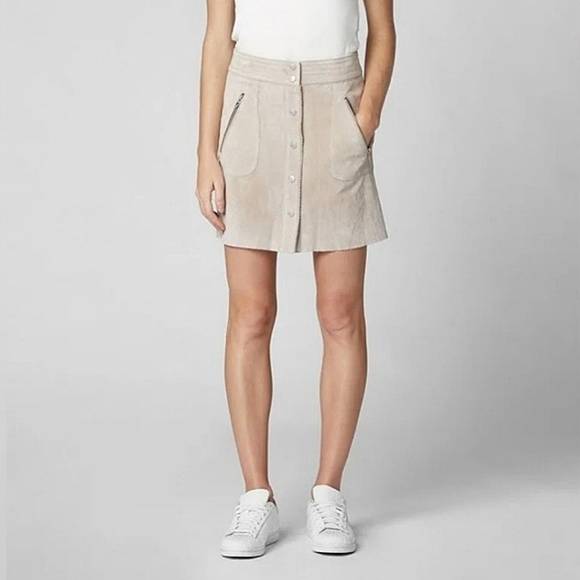 Blank NYC Leather Mini Skirt Taupe 30 L - Picture 1 of 9